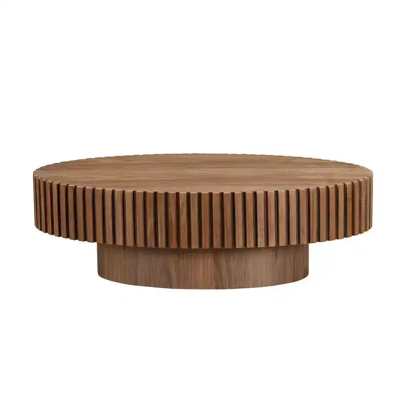 Table basse ovale/carrée minimaliste cannelée, table centrale d'appoint, frêne naturel/noyer/noir mat-ModernLuxe