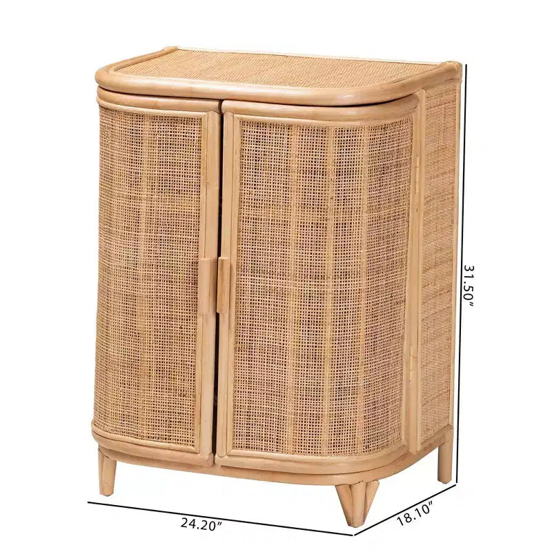 Meuble de rangement en rotin naturel bali & pari Yanka : fait main, 2 étagères, style bohème