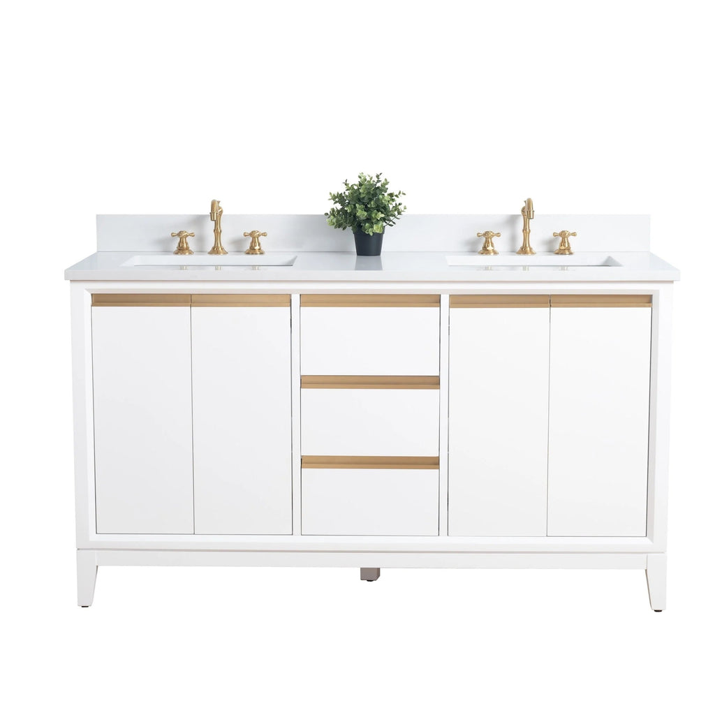 Meuble-lavabo de salle de bain Vanity Art avec lavabo en céramique et comptoir en marbre reconstitué