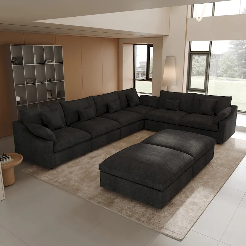Großes Ecksofa aus Leinen für das Wohnzimmer