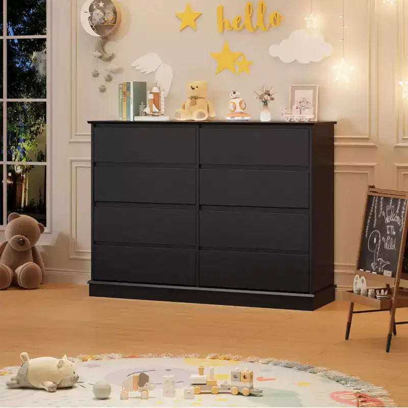 Commode moderne pour chambre avec 8 tiroirs, meuble de rangement en bois pour placard, large commode
