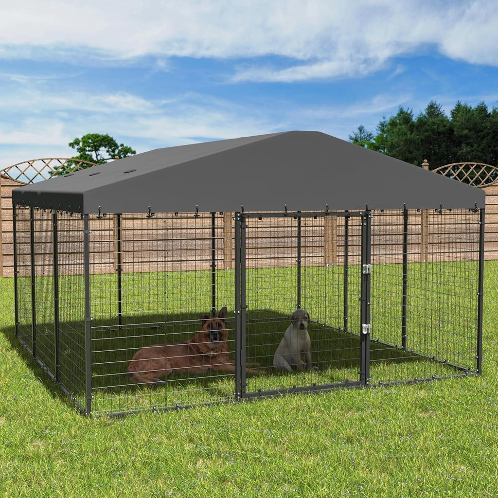 W 118 x T 118 x H 70 Große Hundehütte für den Außenbereich, robuster Hundekäfig mit wasserdichtem Dach