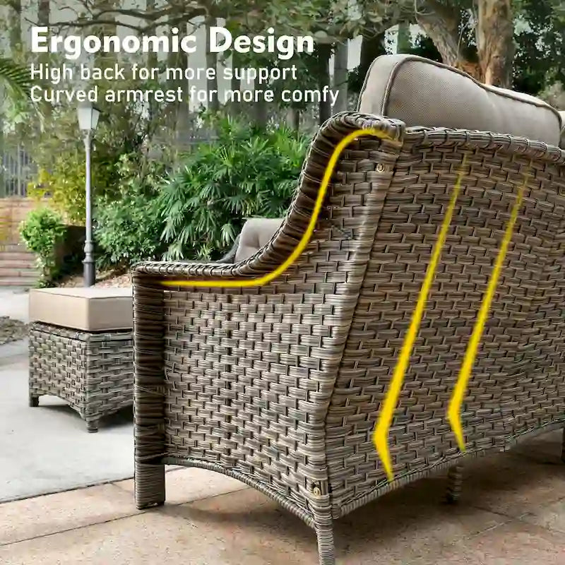 Ensemble de mobilier de jardin extérieur XIZZI de 9 pièces avec fauteuil pivotant