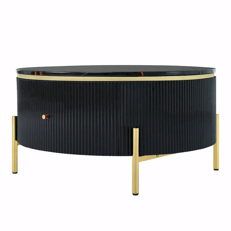 Table basse ronde moderne de 31.5 avec grand tiroir de rangement