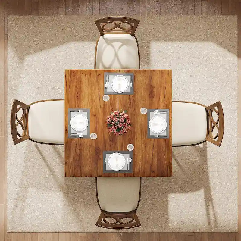 Table à manger carrée de 39.4 pouces pour 2 à 4 personnes, avec pieds en bois massif, pour le salon et la salle à manger