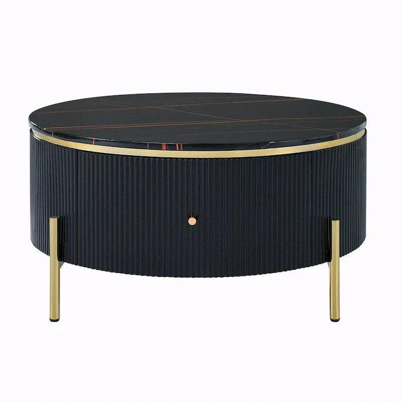 Table basse ronde moderne de 31.5 avec grand tiroir de rangement