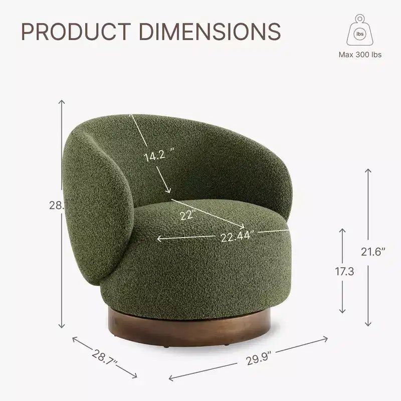Spruce&Spring gestoffeerde draaibare fauteuil met kuipvormige rugleuning en houten onderstel