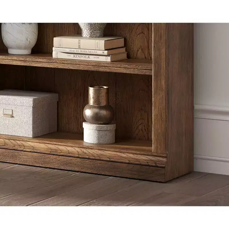 Bibliothèque haute traditionnelle en bois avec rangement 94, collection Stratton, marron - Martin Furniture