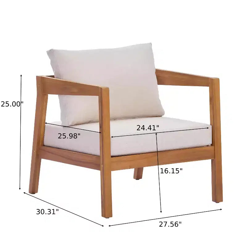 ModernLuxe Gartenmöbel-Set aus Akazienholz mit 4/5 Teilen, Outdoor-Sitzgruppe mit Couchtisch für Veranda/Garten/Balkon