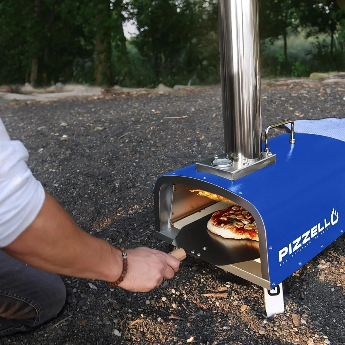 Four à pizza d’extérieur multi-combustible avec brûleur à gaz et compartiment à bois - 12 pouces