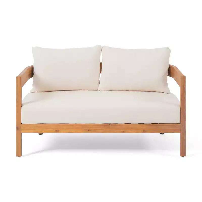 Set da conversazione da patio Christopher Knight Home Safira, 5 pezzi, in legno rustico di acacia con cuscini spessi