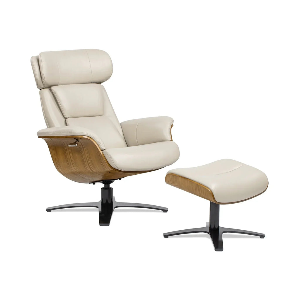 Fauteuil inclinable Jovan de 31.5 en cuir véritable avec ottoman