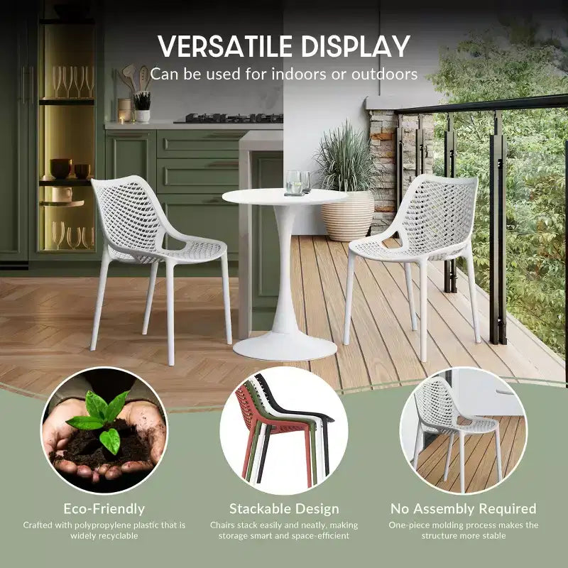 Ensemble de patio WestinTrends Playa de 5 pièces avec table carrée de repas d’extérieur et chaises empilables