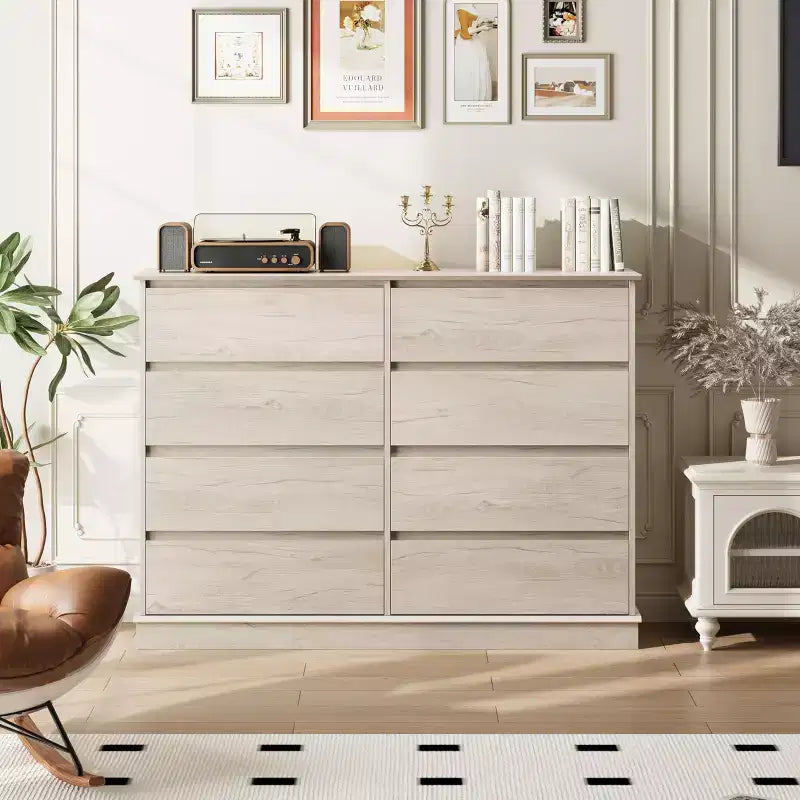 Commode moderne pour chambre avec 8 tiroirs, meuble de rangement en bois pour placard, large commode