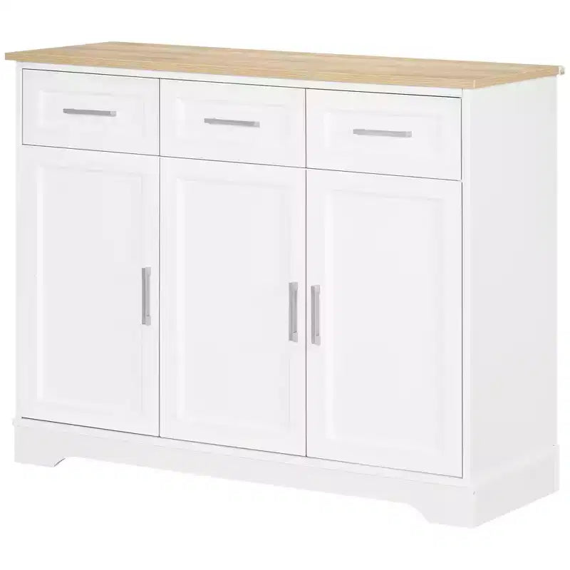 Modern keukendressoir met opbergruimte, keukeneiland, kast voor de eetkamer en meubel voor de woonkamer