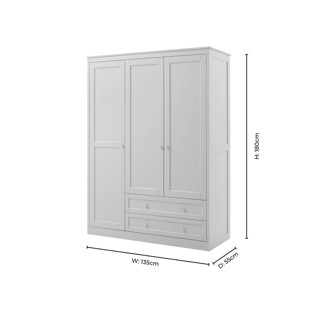 3 Door Wardrobe with Drawers - Taupe