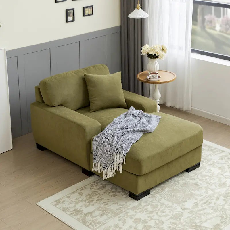 Modernes übergroßes Chaiselongue-Schlafsofa im Mid-Century-Stil mit Kissen