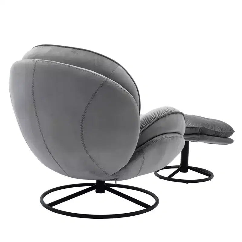 Okak Samt-Sessel mit Hocker, moderner Sessel ohne Armlehnen im Mid-Century-Stil, bequemer, weicher Sessel zum Fernsehen und Spielen