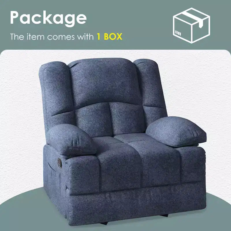 Blauer übergroßer Schaukel-Relaxsessel mit Chenille-Bezug
