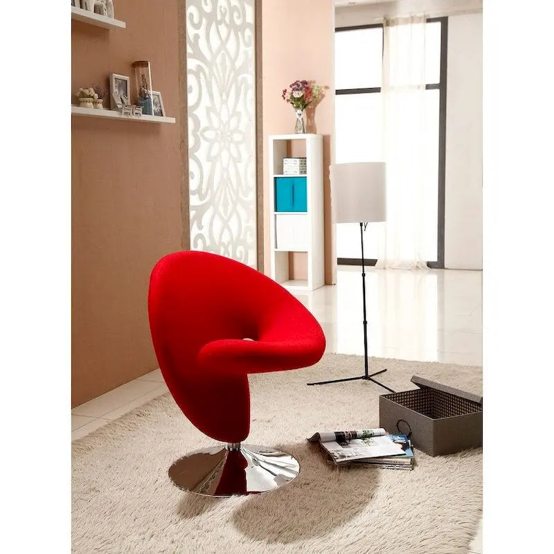 Manhattan Comfort Curl-draaifauteuil met chroom en wolmix (set van 2)