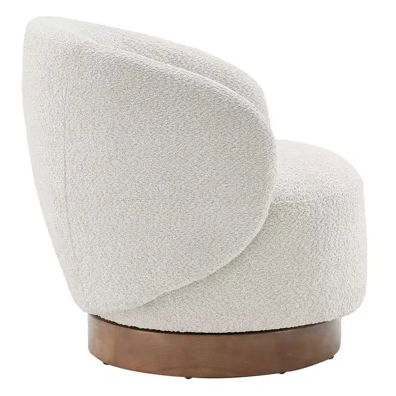 Spruce&Spring gestoffeerde draaibare fauteuil met kuipvormige rugleuning en houten onderstel