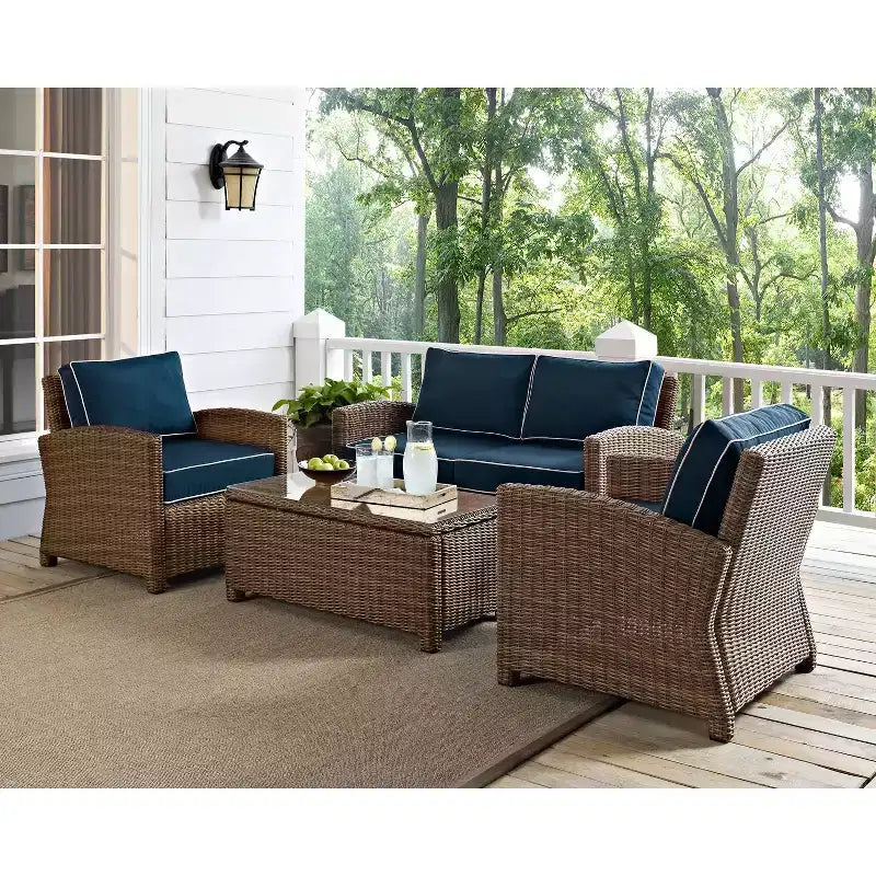 Set da esterno Bradenton in vimini, 4 pezzi - Crosley