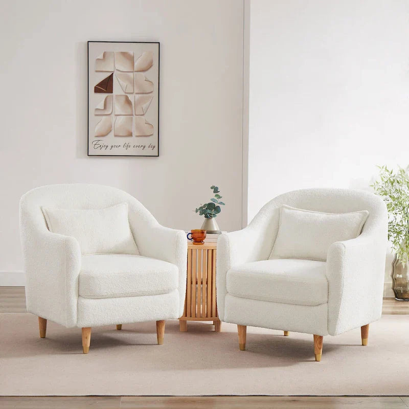 Set van 2 accentfauteuils van 28.34W, fluwelen kuipstoel met poten van massief hout