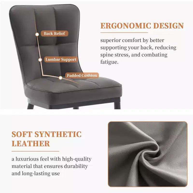 Bekrvio eetkamerstoelen set van 6, moderne gestoffeerde zitting van imitatieleer met hoge rugleuning, metalen poten, keukenstoelen zonder armleuningen voor woon- en eetkamer