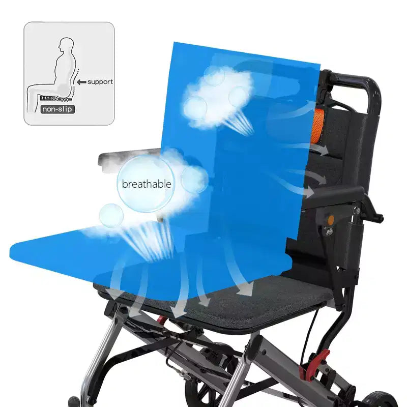Fauteuil roulant de transport ultra léger pour personnes âgées, pliable et portable, avec frein à main verrouillable et accoudoirs rabattables amovibles