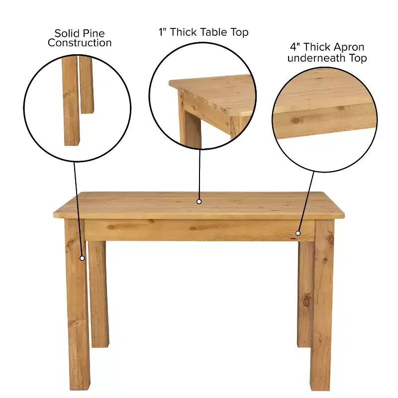 Tavolo da pranzo rettangolare in pino massello stile farmhouse Flash Furniture, 46 x 30