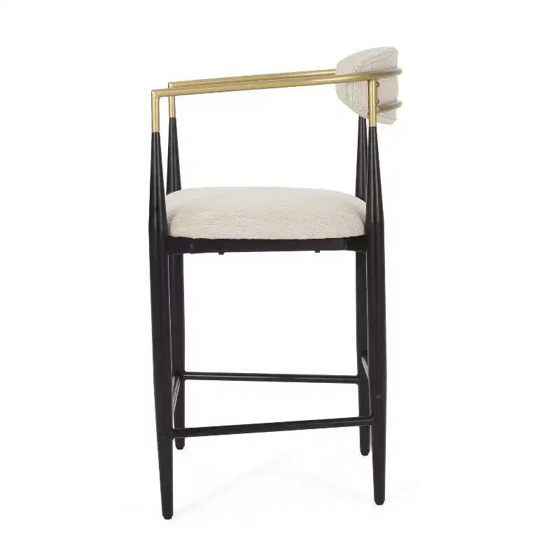 Christopher Knight Home Iwinie modernes 5-teiliges Esszimmer-Set mit rundem Holztisch mit Säulenfuß und gepolsterten Metall-Barhockern