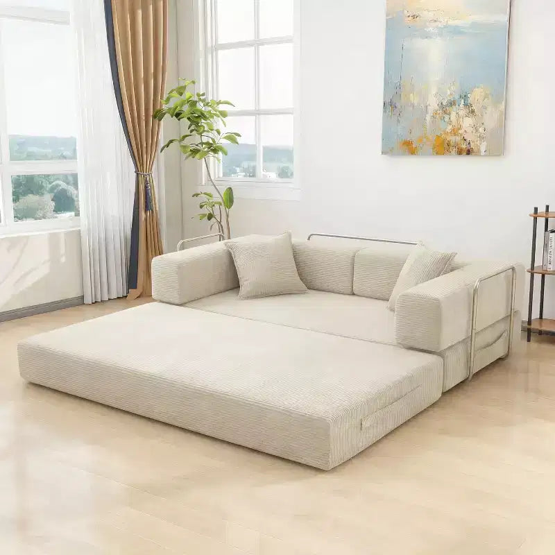 Dyonery canapé-lit pliant 78 en velours côtelé, convertible en lit, format king size, couchage au sol, canapé modulable 4-en-1 à combiner soi-même, confortable et dépliable.