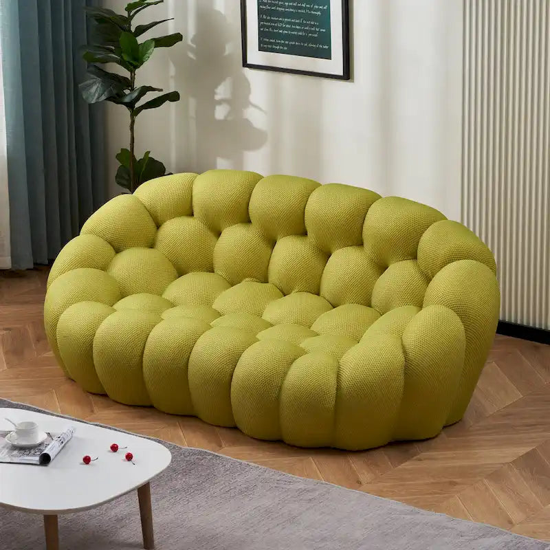 Canapé bulle incurvé paresseux 2 places, en forme de nid d’abeille, avec tissu textile 3D, pour salon, appartement