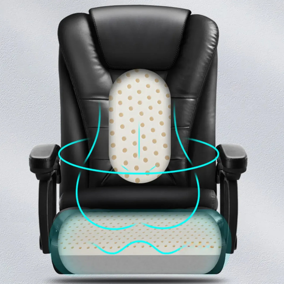 Fauteuil de bureau pivotant ergonomique en cuir noir avec repose-pieds
