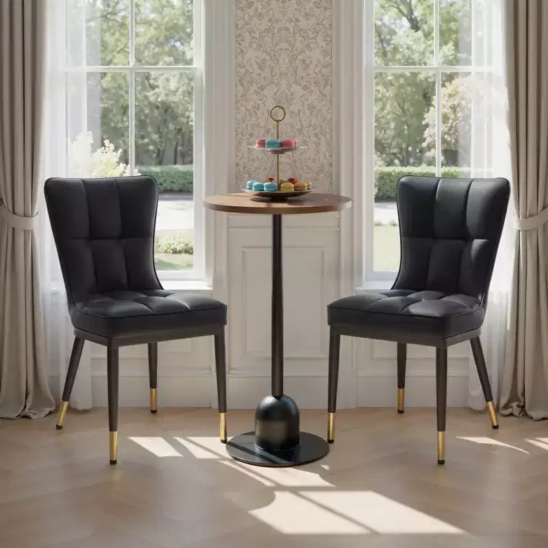 Bekrvio eetkamerstoelen set van 6, moderne gestoffeerde zitting van imitatieleer met hoge rugleuning, metalen poten, keukenstoelen zonder armleuningen voor woon- en eetkamer