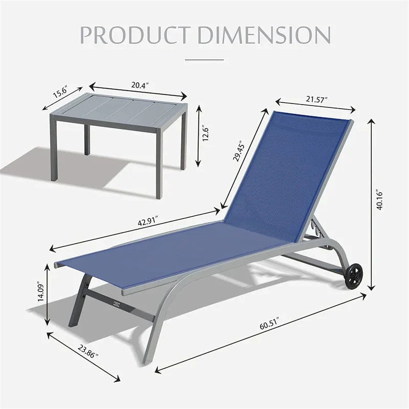 Zwei Outdoor-Liegestühle mit 1 Tisch