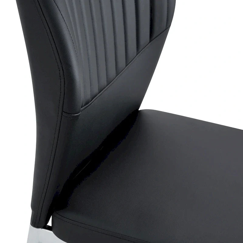 Ensemble de 6 chaises simples et élégantes, chaises de salle à manger en PU haute résilience avec pieds en métal argenté, chaises d'appoint sans accoudoirs pour la cuisine