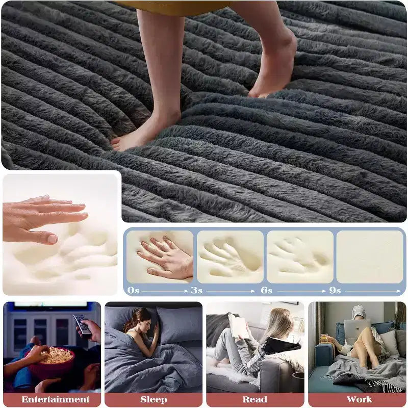 Divano AMERLIFE a doppia chaise longue da 93 per due persone, divano cloud con seduta profonda, cuscini lombari e braccioli larghi, facile da montare, in pelliccia sintetica
