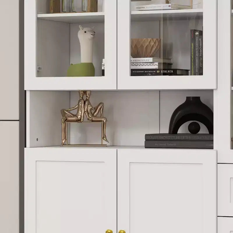 Vitrine combinée Famapy avec portes en verre, bibliothèque, organisateur et meuble garde-manger