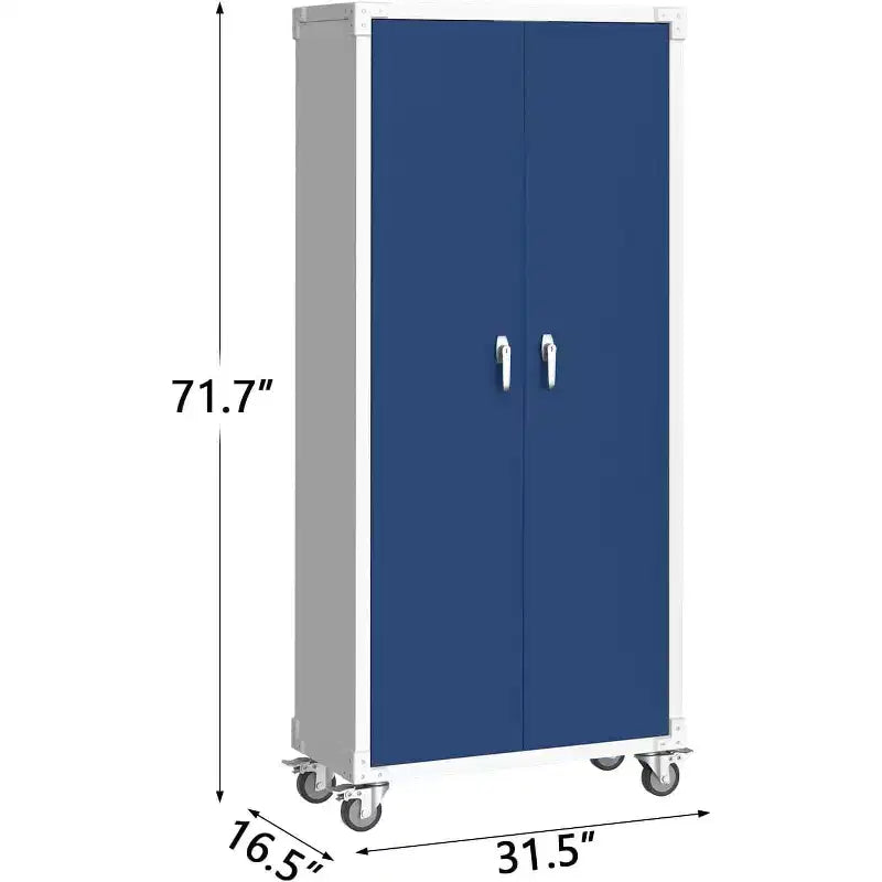 Stahlschrank, 71 Inch, mit abschließbaren Türen und 4 verstellbaren Einlegeböden, robuster Metallschrank für Carport/Büro/Vorratsraum, rostbeständige Ausführung