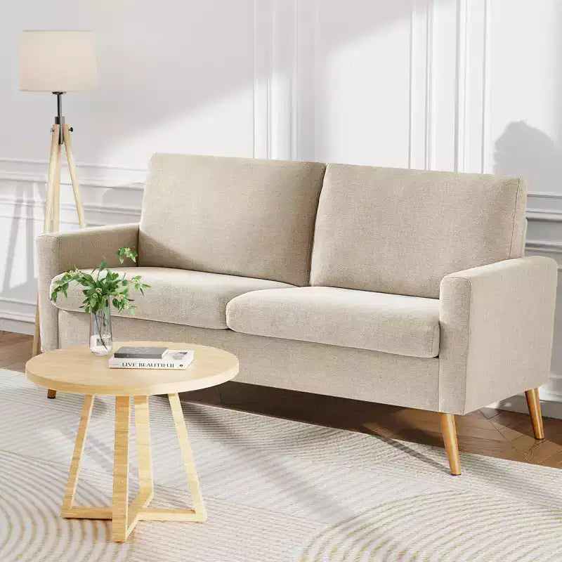 68 Mid-Century Modern Corduroy Loveseat Sofa with Spring Pad