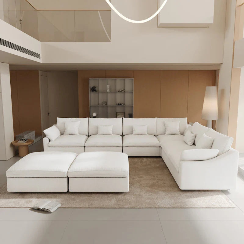 Großes Ecksofa aus Leinen für das Wohnzimmer