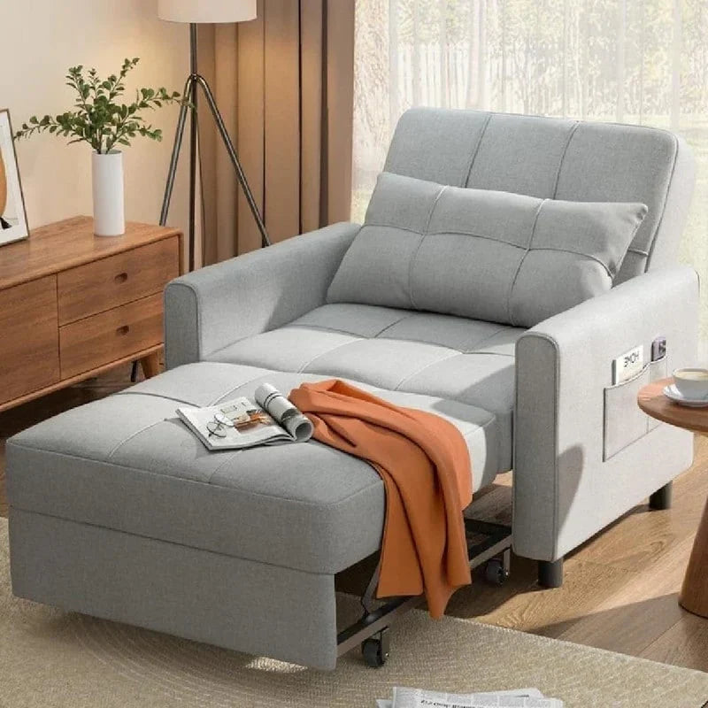 Canapé-lit convertible 3 en 1 avec réglage ajustable, fauteuil-canapé avec lit escamotable, lit pliant convertible pour le salon