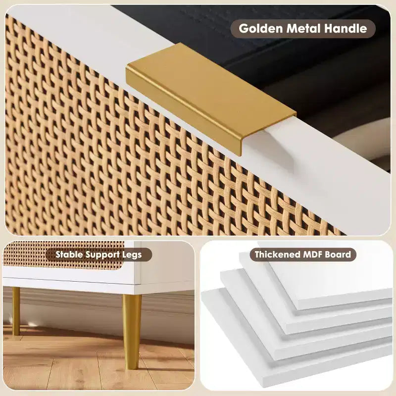 Rattan-Kommode für das Schlafzimmer, geräumige Schubladenschränke für den Kleiderschrank, geeignet für Wohnzimmer, Flur und Kinderzimmer.