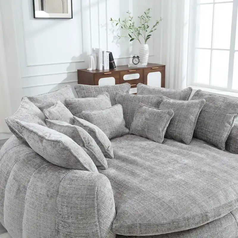 Comodo divano letto matrimoniale a forma di pagnotta, formato extra-large con braccioli
