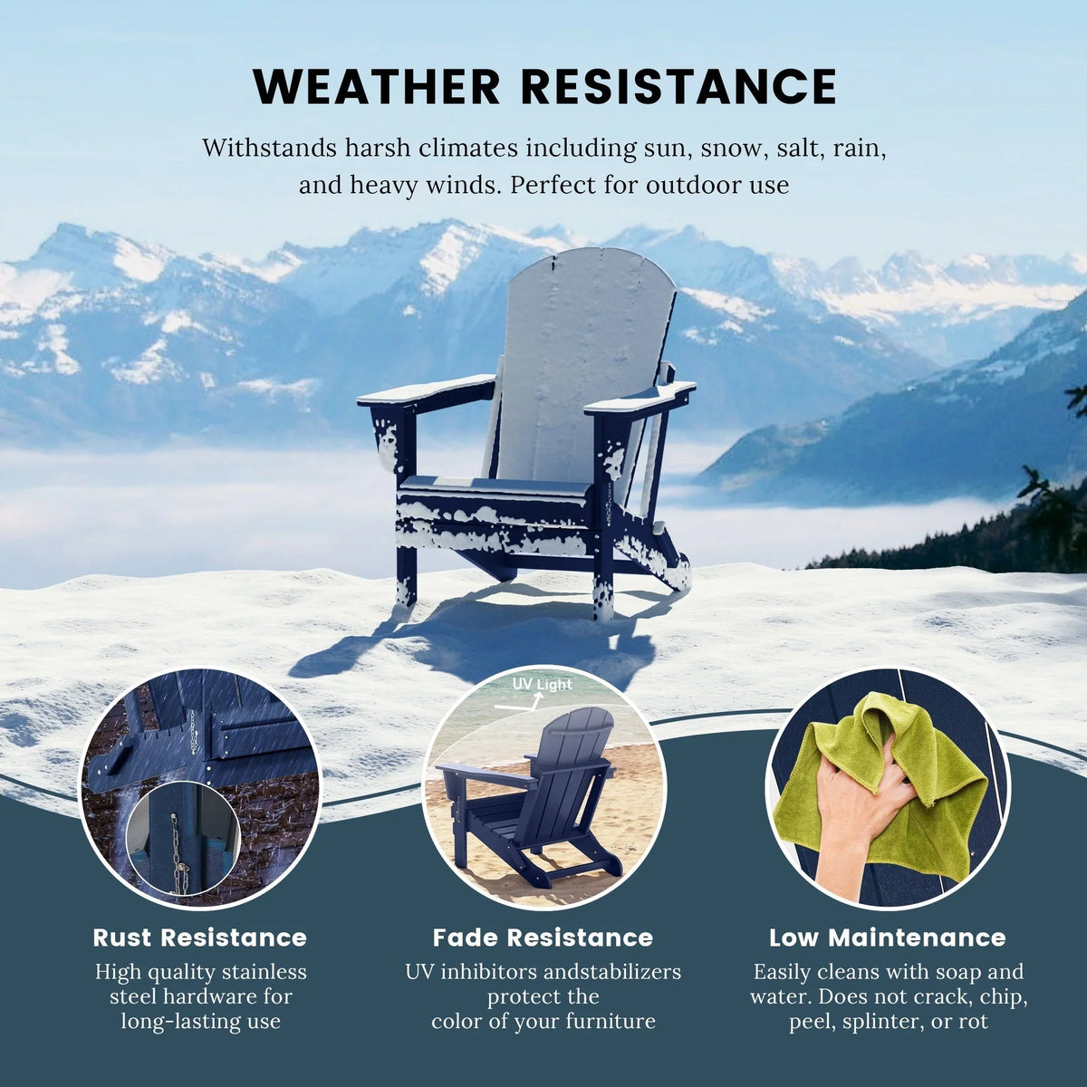 Polytrends Laguna Adirondack-Klappstuhl für die Terrasse, lichtecht und wetterbeständig