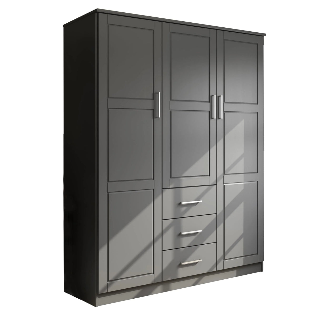 Palace Imports Cosmo Kleiderschrank mit 3 Türen aus 100 % Massivholz und Türen aus Massivholz oder mit Spiegel
