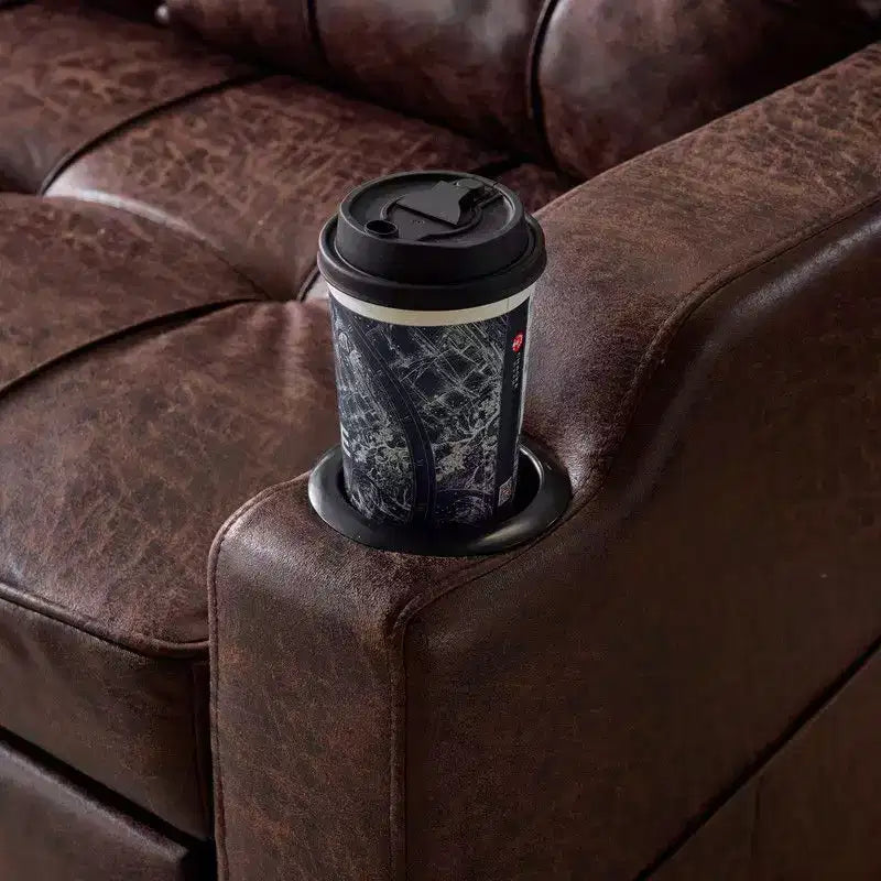 Gepolsterte, umwandelbare Schlafcouch mit Relaxfunktion aus Cat's-Claw-Leder, Kissen inklusive, für kleine Räume