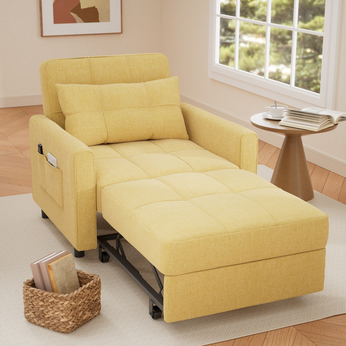 Canapé-lit convertible 3 en 1 avec réglage ajustable, fauteuil-canapé avec lit escamotable, lit pliant convertible pour le salon