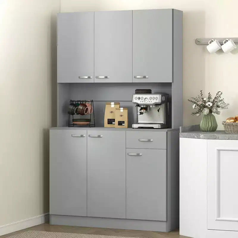 71 Küchenschrank, hoher Aufbewahrungsschrank mit Mikrowellenständer, moderne Küchenanrichte, 3 verstellbare Einlegeböden für Wohnzimmer und Esszimmer